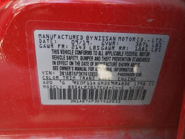 Photo 9 VIN: 3N1AB7AP3KY412833 - NISSAN SENTRA S 