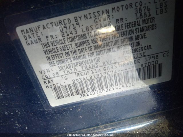 Photo 8 VIN: 3N1AB7AP3KY414100 - NISSAN SENTRA 