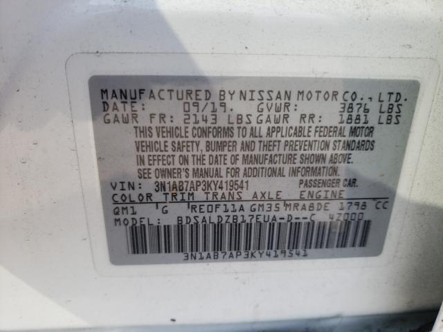 Photo 9 VIN: 3N1AB7AP3KY419541 - NISSAN SENTRA S 