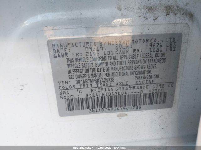 Photo 8 VIN: 3N1AB7AP3KY424738 - NISSAN SENTRA 