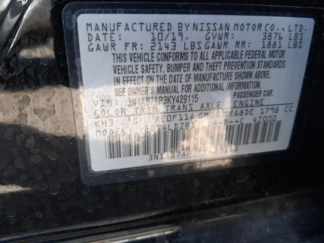 Photo 9 VIN: 3N1AB7AP3KY429115 - NISSAN SENTRA S 