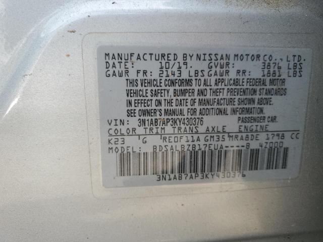 Photo 11 VIN: 3N1AB7AP3KY430376 - NISSAN SENTRA 