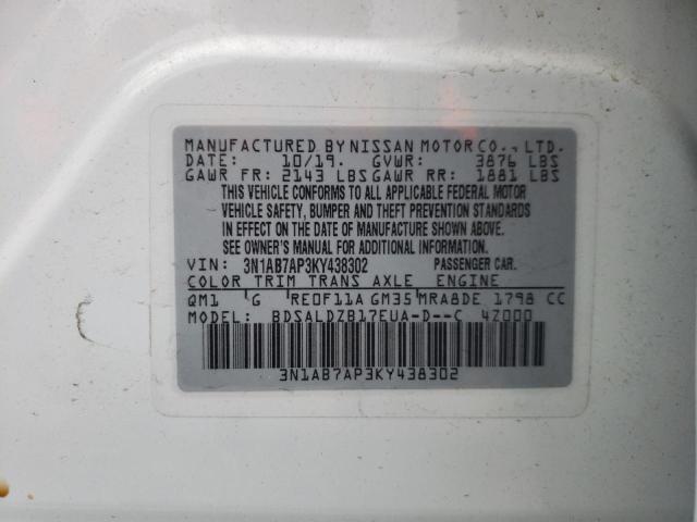 Photo 12 VIN: 3N1AB7AP3KY438302 - NISSAN SENTRA S 