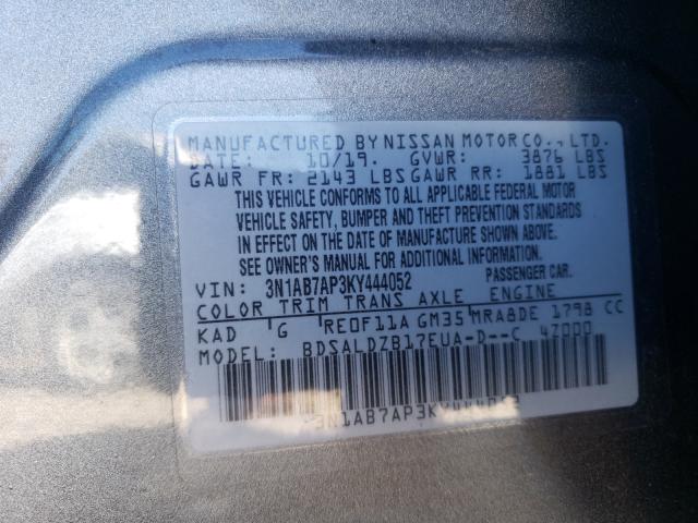 Photo 9 VIN: 3N1AB7AP3KY444052 - NISSAN SENTRA S 