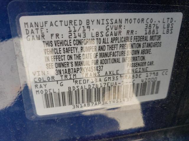 Photo 9 VIN: 3N1AB7AP3KY451437 - NISSAN SENTRA S 