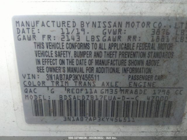 Photo 8 VIN: 3N1AB7AP3KY456511 - NISSAN SENTRA 