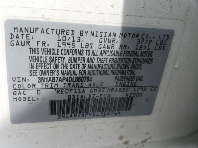 Photo 9 VIN: 3N1AB7AP4DL560764 - NISSAN SENTRA S 