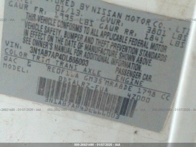 Photo 8 VIN: 3N1AB7AP4DL666003 - NISSAN SENTRA 