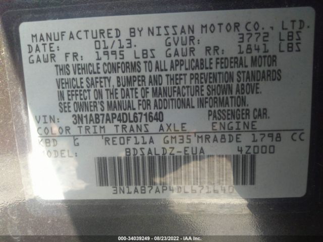 Photo 8 VIN: 3N1AB7AP4DL671640 - NISSAN SENTRA 