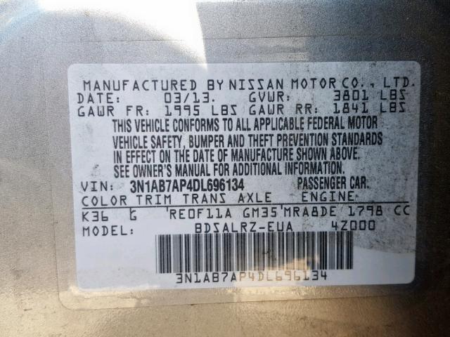 Photo 9 VIN: 3N1AB7AP4DL696134 - NISSAN SENTRA S 