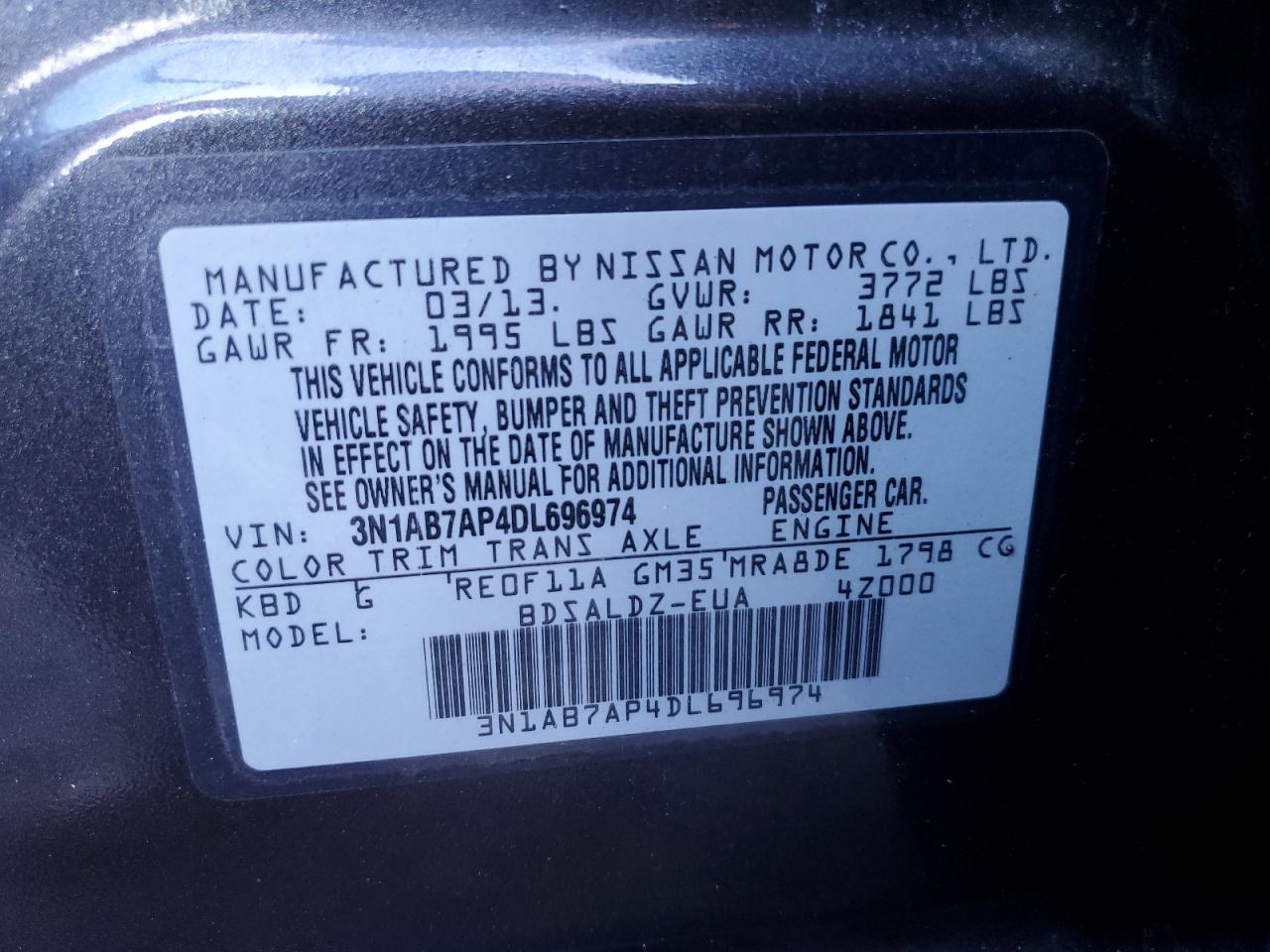 Photo 11 VIN: 3N1AB7AP4DL696974 - NISSAN SENTRA 