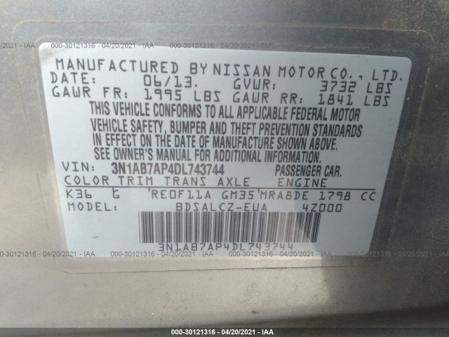 Photo 8 VIN: 3N1AB7AP4DL743744 - NISSAN SENTRA 