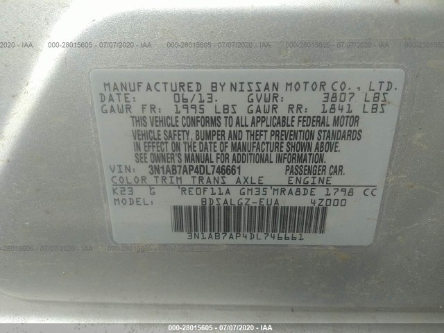 Photo 8 VIN: 3N1AB7AP4DL746661 - NISSAN SENTRA 