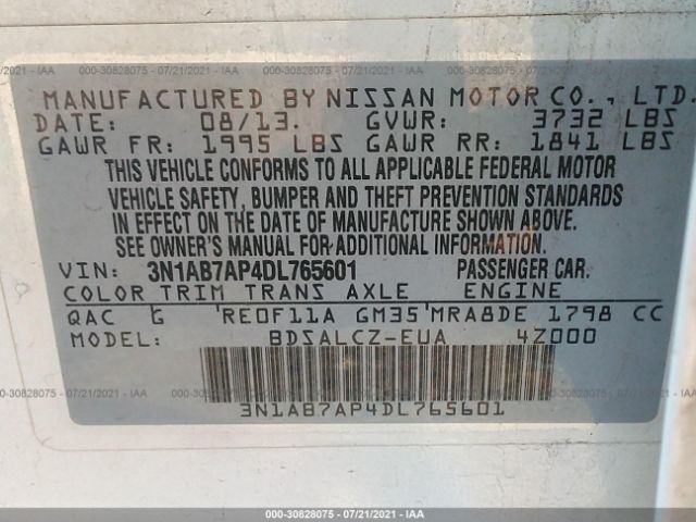 Photo 8 VIN: 3N1AB7AP4DL765601 - NISSAN SENTRA 