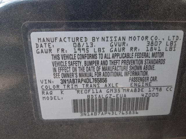 Photo 9 VIN: 3N1AB7AP4DL765856 - NISSAN SENTRA S 