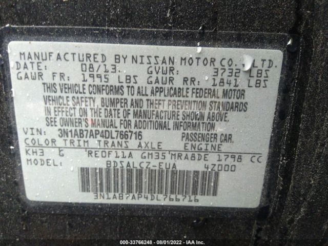 Photo 8 VIN: 3N1AB7AP4DL766716 - NISSAN SENTRA 