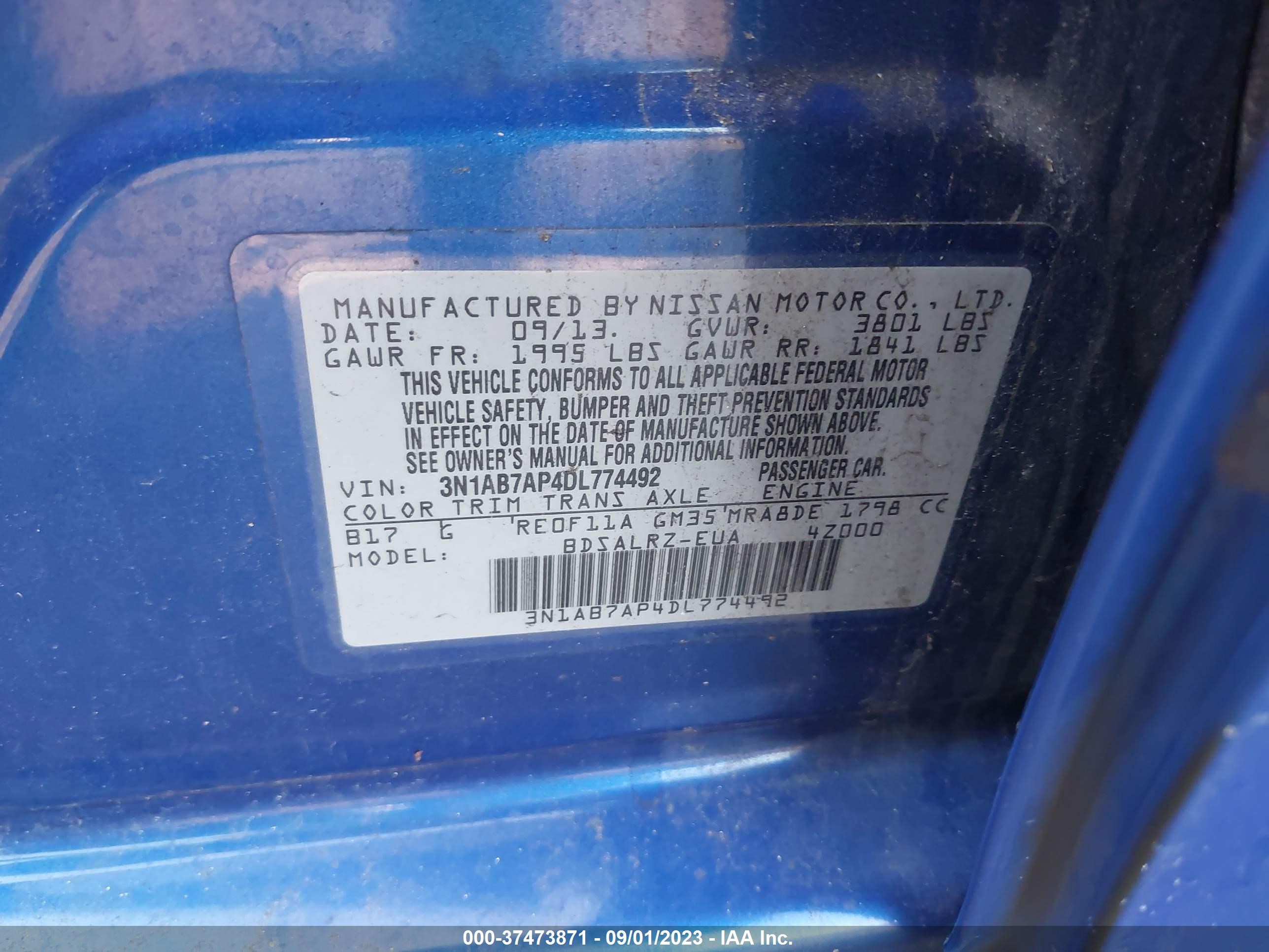 Photo 8 VIN: 3N1AB7AP4DL774492 - NISSAN SENTRA 