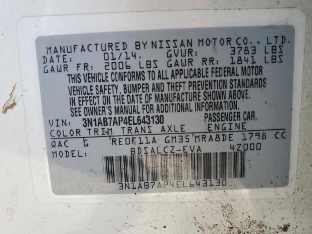 Photo 9 VIN: 3N1AB7AP4EL643130 - NISSAN SENTRA S 