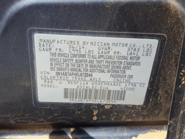 Photo 9 VIN: 3N1AB7AP4EL673244 - NISSAN SENTRA S 