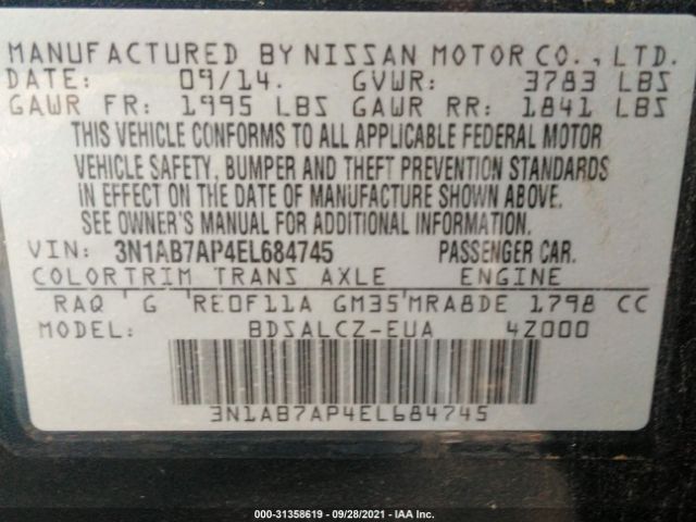 Photo 8 VIN: 3N1AB7AP4EL684745 - NISSAN SENTRA 