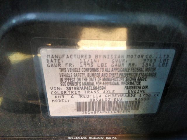 Photo 8 VIN: 3N1AB7AP4EL694594 - NISSAN SENTRA 