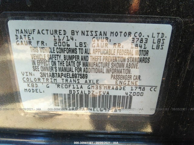 Photo 8 VIN: 3N1AB7AP4EL697589 - NISSAN SENTRA 