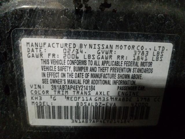 Photo 9 VIN: 3N1AB7AP4EY214184 - NISSAN SENTRA S 