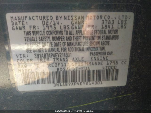 Photo 8 VIN: 3N1AB7AP4EY214301 - NISSAN SENTRA 