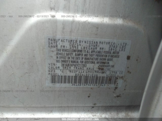 Photo 8 VIN: 3N1AB7AP4EY217263 - NISSAN SENTRA 