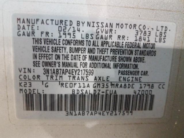 Photo 9 VIN: 3N1AB7AP4EY217599 - NISSAN SENTRA S 