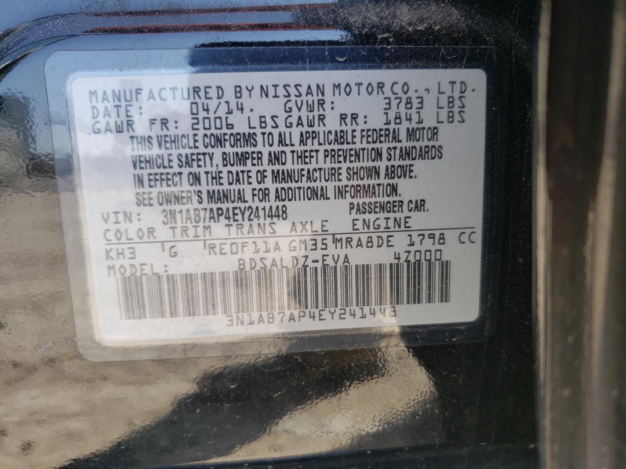 Photo 12 VIN: 3N1AB7AP4EY241448 - NISSAN SENTRA 