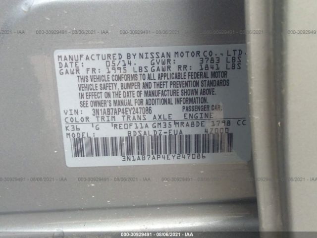 Photo 8 VIN: 3N1AB7AP4EY247086 - NISSAN SENTRA 