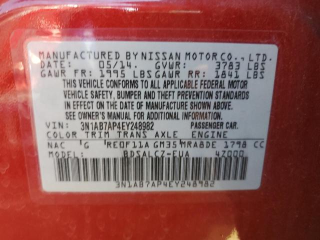 Photo 11 VIN: 3N1AB7AP4EY248982 - NISSAN SENTRA S 