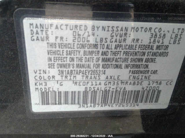 Photo 8 VIN: 3N1AB7AP4EY265314 - NISSAN SENTRA 