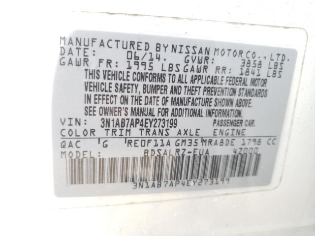 Photo 9 VIN: 3N1AB7AP4EY273199 - NISSAN SENTRA S 