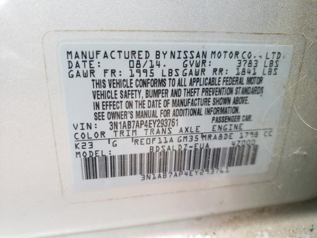 Photo 9 VIN: 3N1AB7AP4EY293761 - NISSAN SENTRA S 