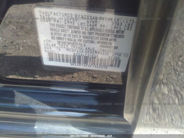 Photo 8 VIN: 3N1AB7AP4EY315578 - NISSAN SENTRA 