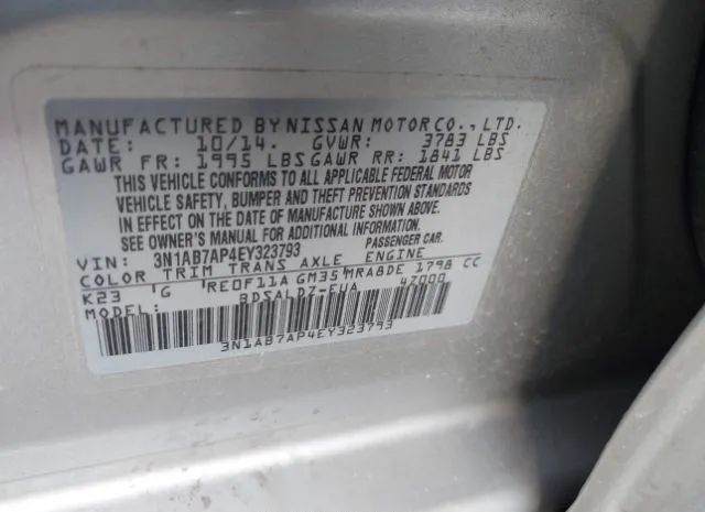 Photo 8 VIN: 3N1AB7AP4EY323793 - NISSAN SENTRA 