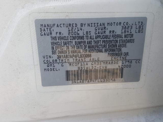 Photo 9 VIN: 3N1AB7AP4FL633098 - NISSAN SENTRA S 