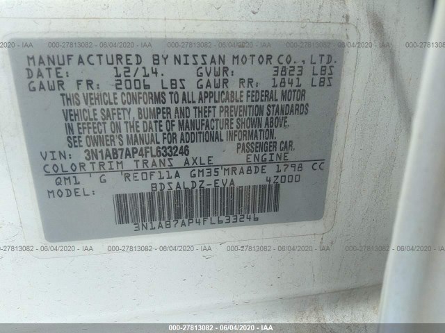 Photo 8 VIN: 3N1AB7AP4FL633246 - NISSAN SENTRA 