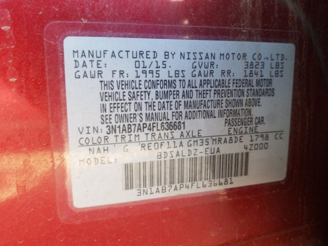 Photo 9 VIN: 3N1AB7AP4FL636681 - NISSAN SENTRA S 