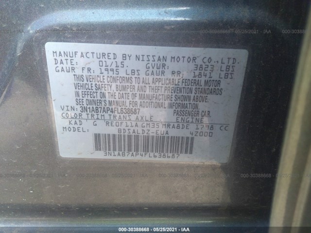 Photo 8 VIN: 3N1AB7AP4FL638687 - NISSAN SENTRA 