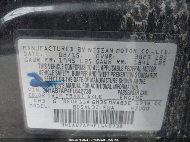 Photo 8 VIN: 3N1AB7AP4FL642738 - NISSAN SENTRA 