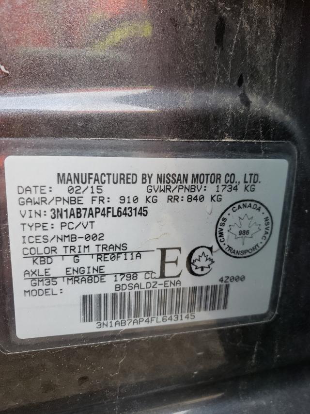 Photo 9 VIN: 3N1AB7AP4FL643145 - NISSAN SENTRA S 