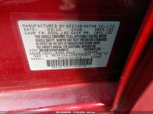 Photo 8 VIN: 3N1AB7AP4FL648572 - NISSAN SENTRA 