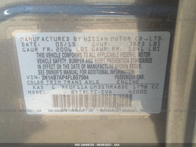 Photo 8 VIN: 3N1AB7AP4FL657594 - NISSAN SENTRA 