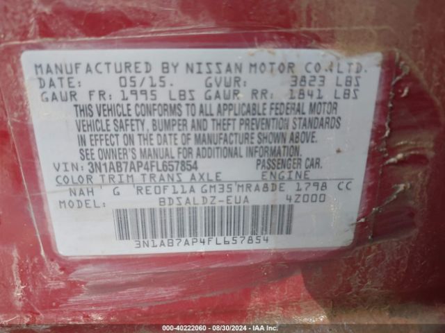 Photo 8 VIN: 3N1AB7AP4FL657854 - NISSAN SENTRA 