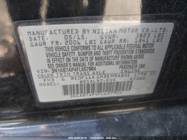 Photo 8 VIN: 3N1AB7AP4FL657904 - NISSAN SENTRA 