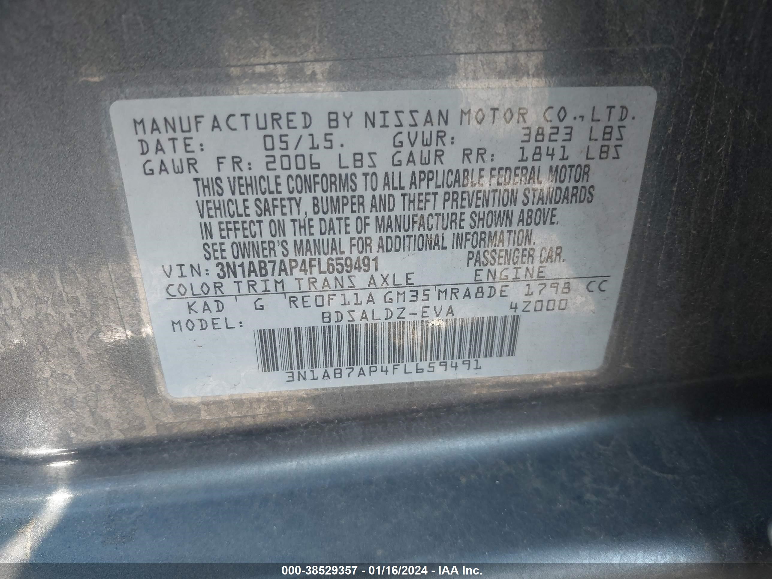 Photo 8 VIN: 3N1AB7AP4FL659491 - NISSAN SENTRA 