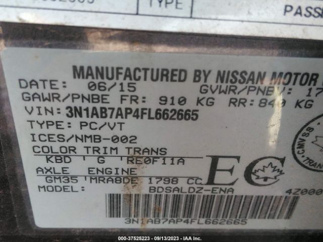 Photo 8 VIN: 3N1AB7AP4FL662665 - NISSAN SENTRA 